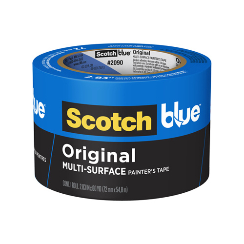 2090-3A Painter's Tape, 60 yd L, 3 in W, Crepe Paper Backing, Blue