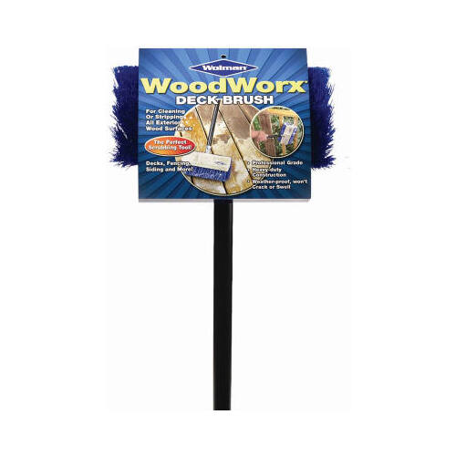 Deck Brush Woodworx 4" W Hard Bristle 10" Steel Handle Multicolored