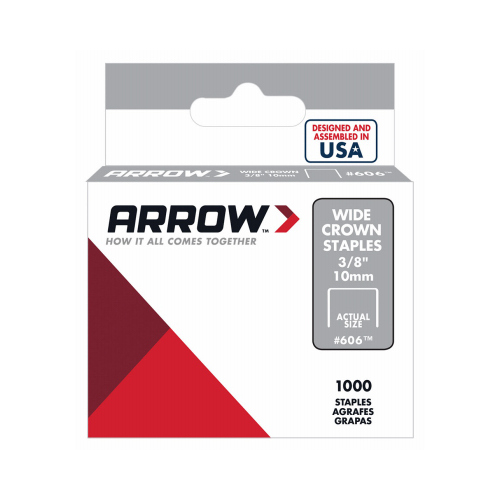 Arrow 60630 Standard Staples #606 3/8" W X 3/8" L 25 Ga. Wide Crown Gray