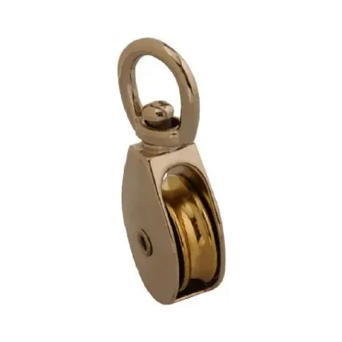 Pulley, 1/4 in Rope, 25 lb Working Load, 3/4 in Sheave, Nickel