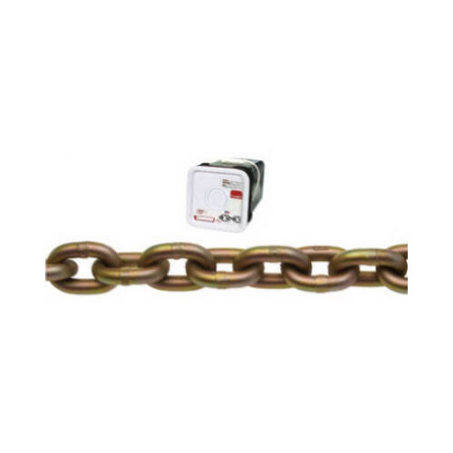 0510526 Transport Chain, 5/16 in, 50 ft L, 4700 lb Working Load, 70 Grade, Carbon Steel, Chrome Yellow/Zinc