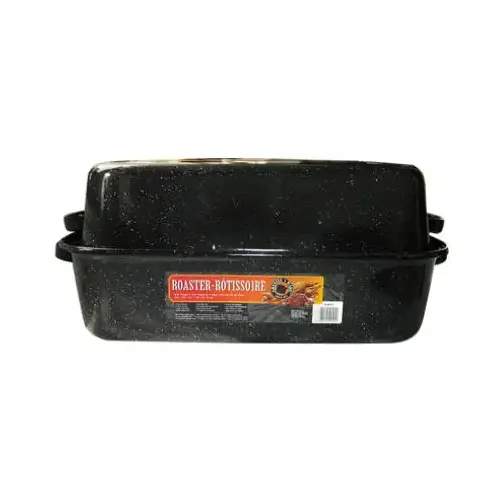 Granite Ware 34771 F0511-3 Roaster, 25 lb Capacity, Porcelain/Steel, Black, Dark Enamel, 21-1/4 in L, 14 in W, 8-1/2 in H