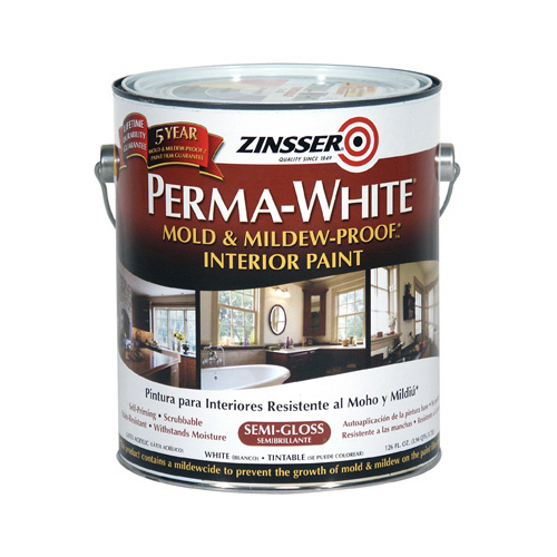 Zinsser 2761 Interior Paint, SemiGloss, White, 1 gal Can
