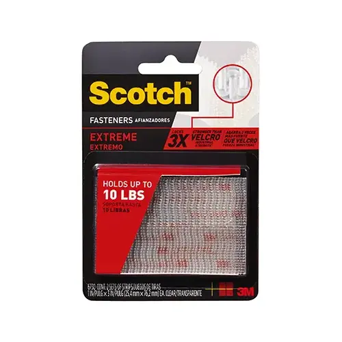 Extreme Fasteners Recloseable Strip, Clear, 1 x 3 In., 2-Pr - pair