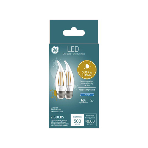 LED Dusk to Dawn Bulb LED+ CAM E26 (Medium) Daylight 60 W Clear Pair