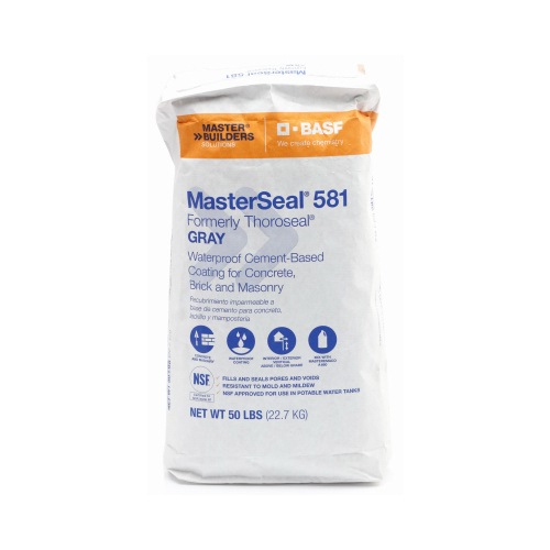 BASF MS581GY50 Waterproof Coating MasterSeal 581 Thoroseal Gray Cement-Based 50 lb Gray