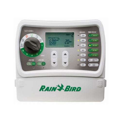 RAIN BIRD SST600IN Irrigation Timer, 120 V, 6 -Zone, 1 -Program, Wall Mounting White