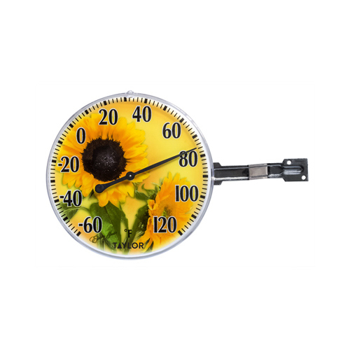 Dial Thermometer Sunflower Plastic Yellow 5.25" Yellow