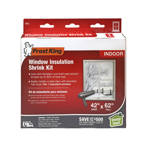 Frost King V73h Indoor Shrink Window Kit, 62 In W, Plastic