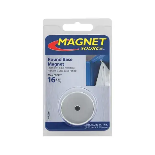 Magnet Source 07216 Round Base Magnet, Ceramic, 0.375 in ID x 1.42 in OD Dia, 0.283 in H Silver