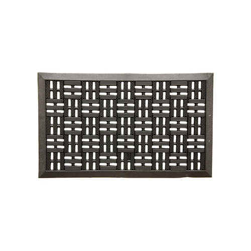 Boot/Shoe Scraper Mat, 30 in L, 18 in W, Bacova Trellis Pattern, Rubber Surface, Black