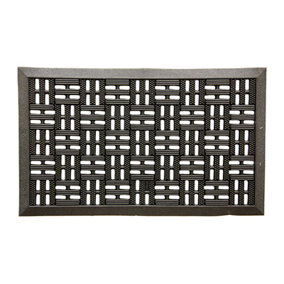 Fanmats 58780 Boot/Shoe Scraper Mat, 30 in L, 18 in W, Bacova Trellis Pattern, Rubber Surface, Black