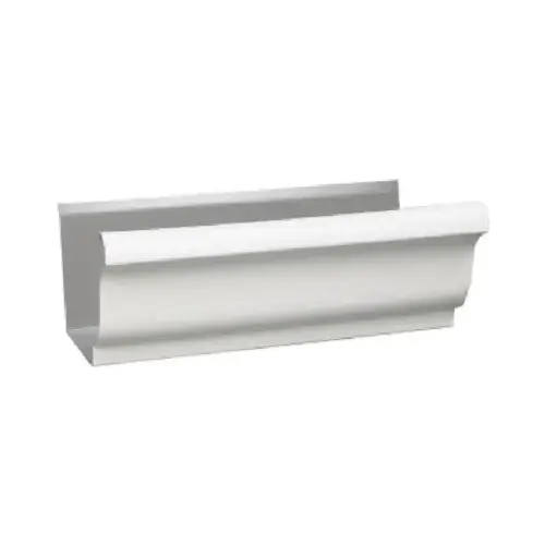 Rain Gutter, 10 ft L, 5 in W, 0.185 Thick Material, Aluminum, White - pack of 10