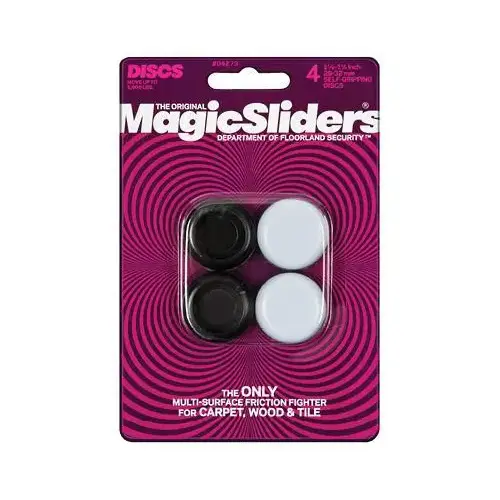 Magic Sliders 04273 1-1/8 In. Round Grip Tip Furniture Glide,(4-Pack) Gray