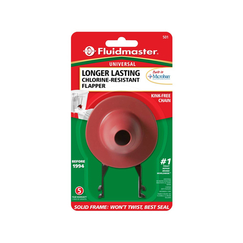 Flapper Tank Ball, Rubber, Red, For: Toilet with 2 in Plastic or Metal Flush Valves