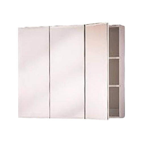 Zenith M24 Medicine Cabinet, 24 in OAW, 4-1/2 in OAD, 26-1/4 in OAH, Wood, White, 3-Shelf