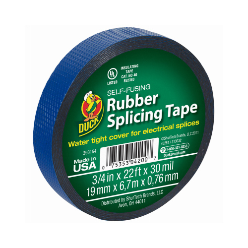 DUCK 393154 Splicing Tape 3/4" W X 22 ft. L Blue Rubber Blue