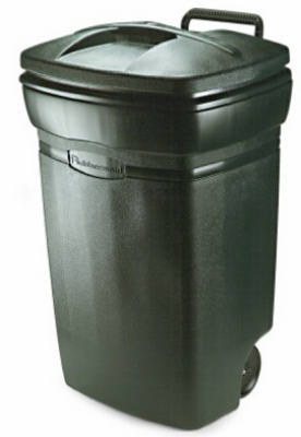 Rubbermaid RM134501 Garbage Can Roughneck 45 gal Green Plastic Wheeled Lid Included Green