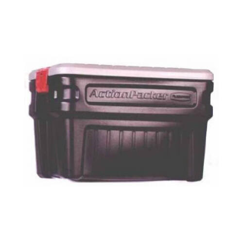 ActionPacker Storage Box, Plastic, Black, 26-1/2 in L, 19.3 in W, 17.4 in H