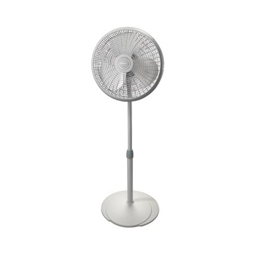 Adjustable Pedestal Fan, 120 V, 90 deg Sweep, 16 in Dia Blade, Plastic Housing Material, White