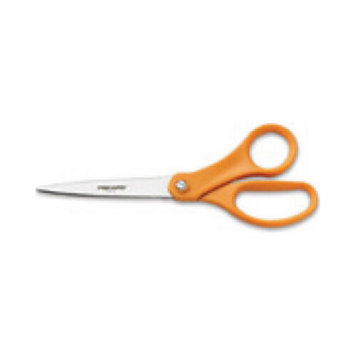 Fiskars 34527797J 34527797 Premier Scissor, 8 in OAL, Stainless Steel Blade, Contour-Grip Handle, Orange Handle