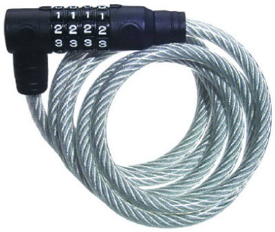 Master Lock 8114D Locking Cable 5/16" W X 6 ft. L Vinyl Covered Steel 4-Dial Combination Black