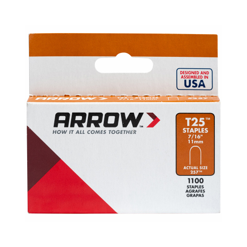 Arrow 257-XCP5 Wire Staples T25 1/4" W X 7/16" L 18 Ga. Round Crown Gray - pack of 5
