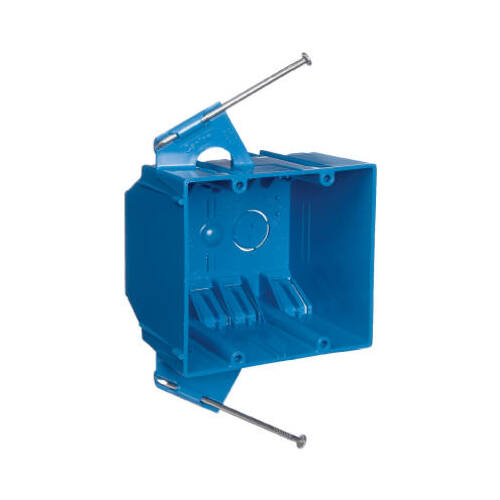 Carlon B232ACP B232A-UPC Outlet Box, 2 -Gang, PVC, Blue, Captive Nail Mounting
