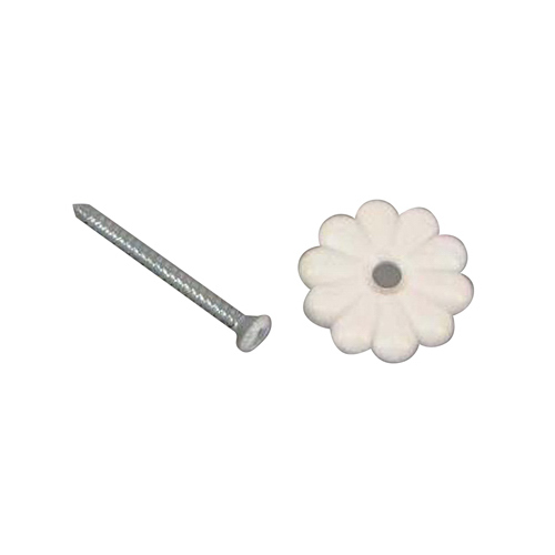 Rosette Button, Plastic White - pack of 6