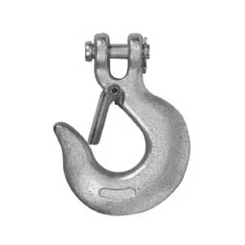 Clevis Slip Hook with Latch, 1/4 in, 2600 lb Working Load, 43 Grade, Steel, Zinc