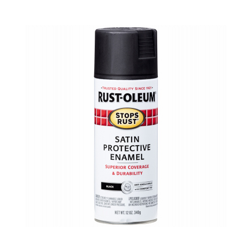 Rust-Oleum 7777-830-XCP6 Spray Paint Stops Rust Satin Black 12 oz Black ...