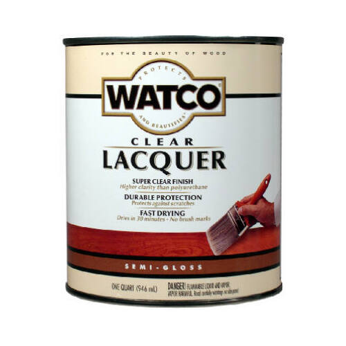 Lacquer Clear Wood Finish, Semi-Gloss, Liquid, Clear, 1 qt, Can