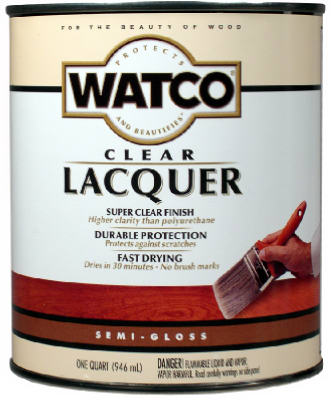 Watco 63141 Lacquer Clear Wood Finish, Semi-Gloss, Liquid, Clear, 1 qt, Can