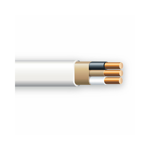 Sheathed Cable, 14 AWG Wire, 2 -Conductor, 450 ft L, Copper Conductor, PVC Insulation White