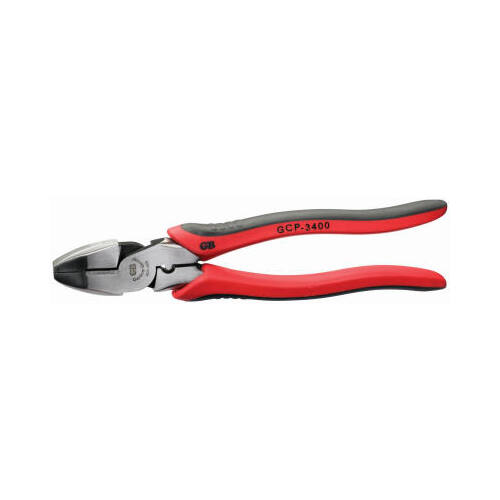 Plier and Crimping Tool, 9-1/2 in OAL, Gripper Handle Red