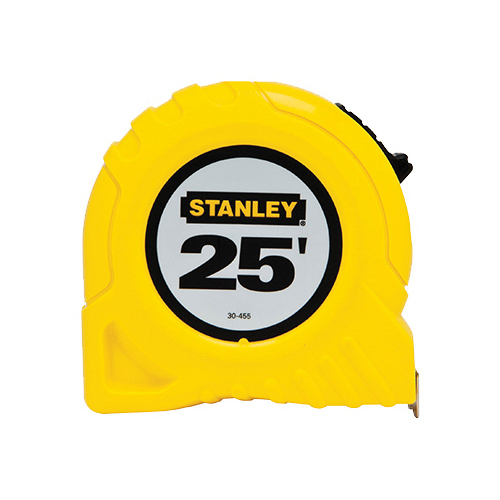 Stanley 30-455 Measuring Tape, 25 ft L Blade, 1 in W Blade, Steel Blade, ABS Case, Yellow Case