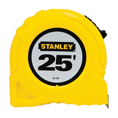 Stanley 30-455 Measuring Tape, 25 ft L Blade, 1 in W Blade, Steel Blade, ABS Case, Yellow Case