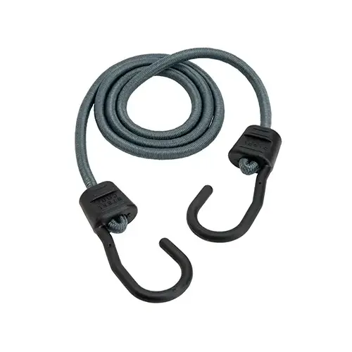 Ultra Series Bungee Cord, 48 in L, Rubber, Gray, Hook End