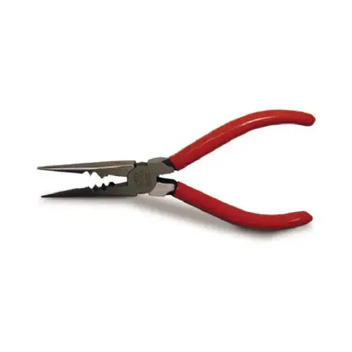 Plier, 6-3/4 in OAL, 1-1/2 in Cutting Capacity, Red Handle, Cushioned Handle, 1/4 in W Tip