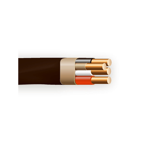 Sheathed Cable, 6 AWG Wire, 3 -Conductor, 90 ft L, Copper Conductor, PVC Insulation Black