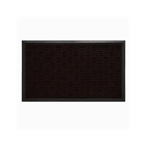 Boot/Shoe Scraper Mat, 36 in L, 24 in W, Parquet Pattern, Olefin Surface, Brown