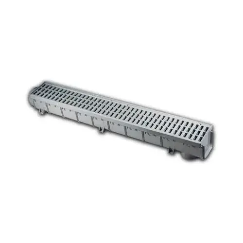 Channel Grate and Drain Kit Pro Series 39-1/2" Gray Rectangle Polyethylene Gray