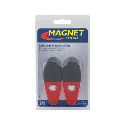 Magnetic Clips 1-5/8" L X 1-1/4" W Red Neodymium/Plastic Red Pair