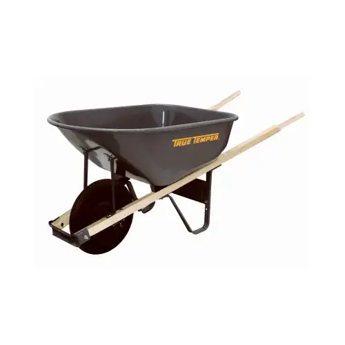 Galvanized Steel Wheelbarrow, Wood Handles, 6 Cu. Ft.