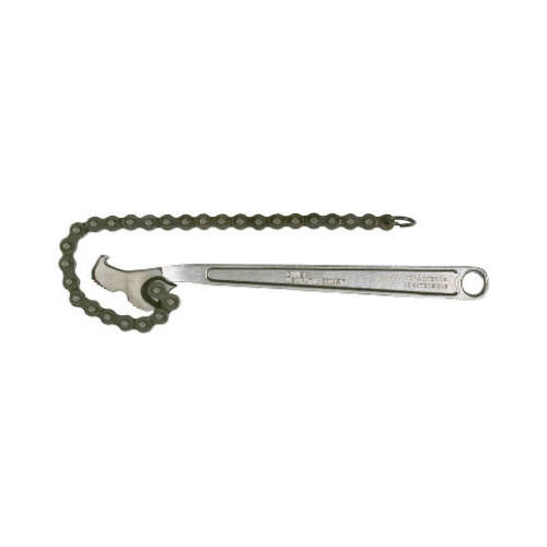 Chain Wrench, 12 in L, Steel, Nickel Chrome