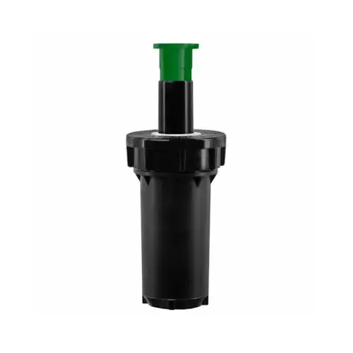 Pop-Up Spray Head with Flush Cap, 1/2 in Connection, 2 in H Pop-Up, 15 ft, Adjustable Nozzle, Plastic Black