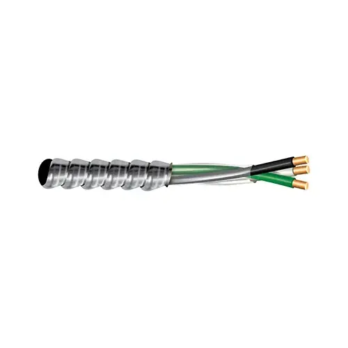 Armorlite Armored Cable, 12 AWG Cable, 2 -Conductor, 50 ft L, Copper Conductor, PVC Insulation Black/Green/White