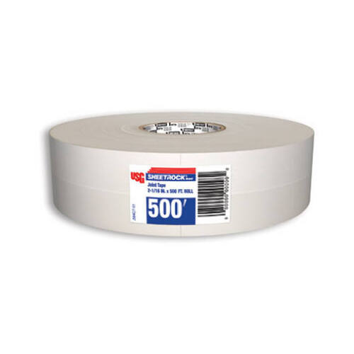 USG 382198 Joint Tape, 500 ft L, 2-1/16 in W, 0.01 mm Thick, Solid, White