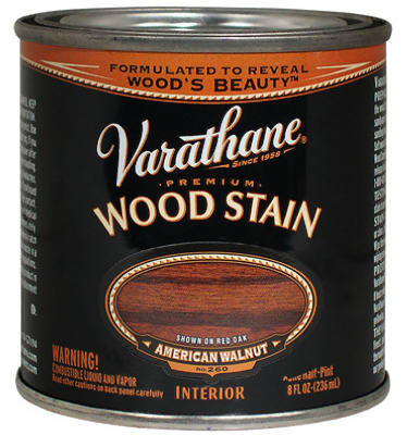 Varathane 211804 Wood Stain Semi-Transparent American Walnut Oil-Based Urethane Modified Alkyd 0.5 pt American Walnut