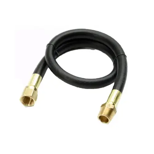 Barbecue Hose, 22 in L, 3/8 in MIP x 3/8 in Female Flare, Thermoplastic Black